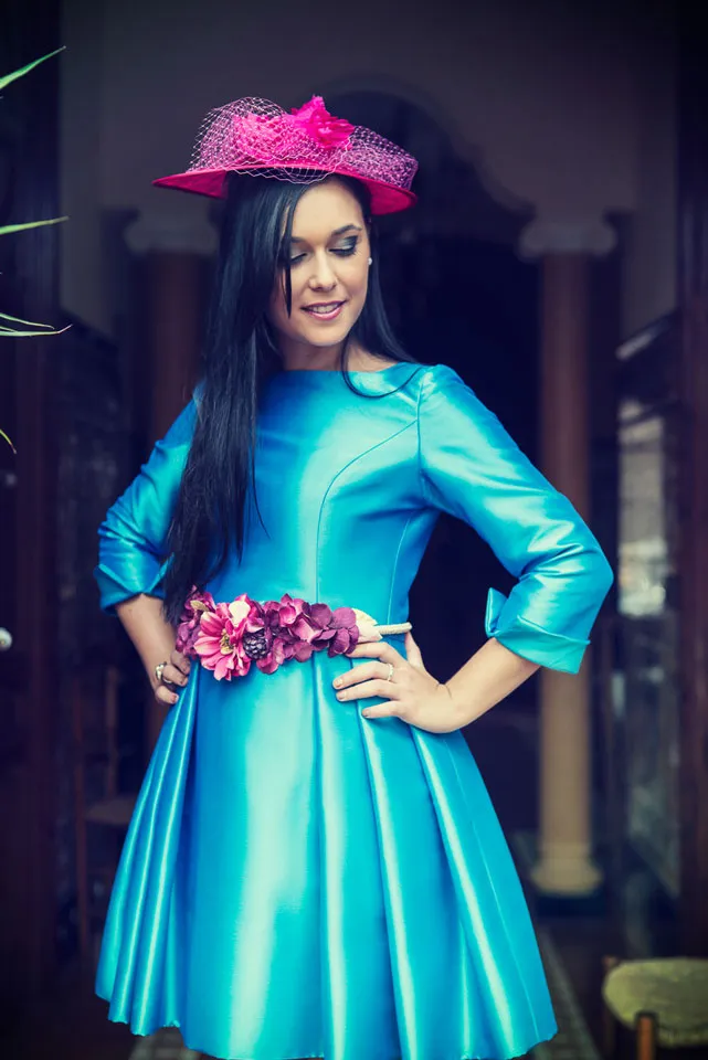 Shantu turquesa - Detalle 1 del vestido de fiesta